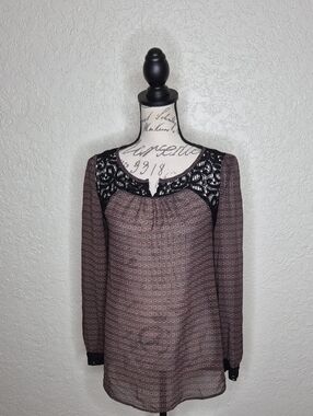 Next Multicolored Sheer Top With Lace Accents Size S